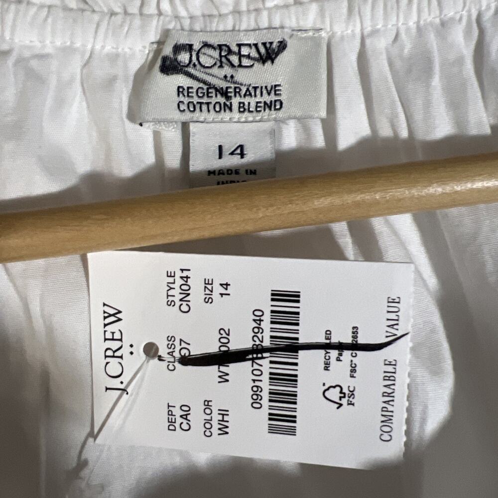 J.Crew Women’s 14 White Sleeveless Ruffle Neck Button Front Tie Blouse Top - Picture 7 of 11